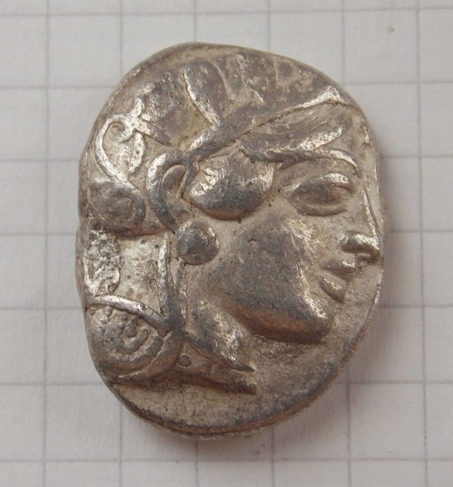 Тетрадрахма. Аттика, Афіни. (Близько 454-404 рр. до н. е.).