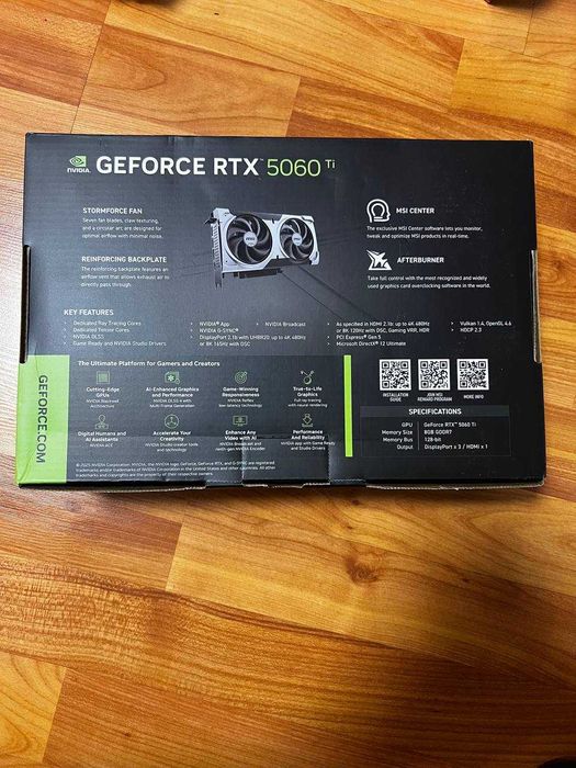 НОВА Відеокарта MSI GeForce RTX 5060 Ti 8G VENTUS 2X OC PLUS (912-V536-001)