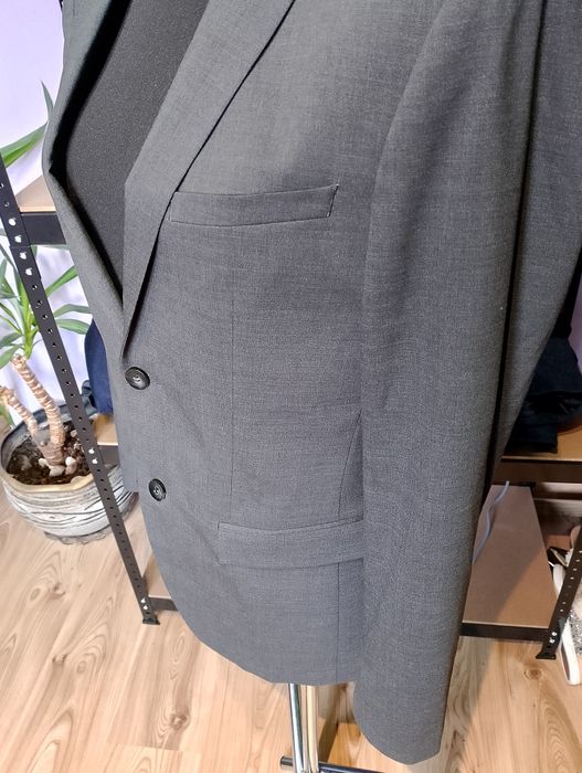 Szara Męska Wełniana Marynarka Calvin Klein Fitted