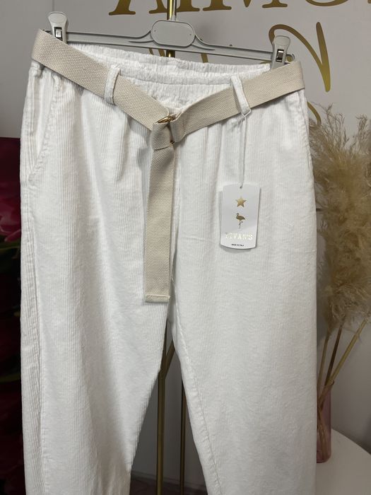 Spodnie sztruks LIVANS białe nowe z metką