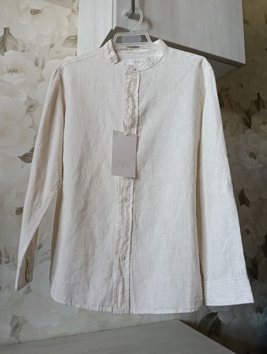 Сорочка-рубашка стійка льон розмір 128 см Zara