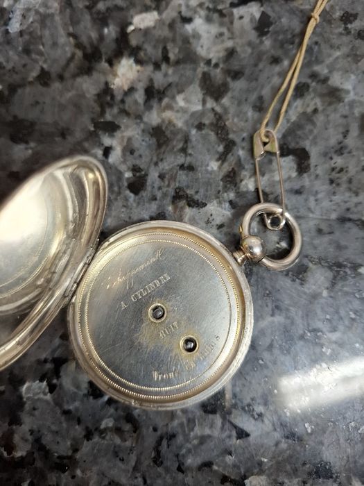 Relógio bolso cilindro prata
