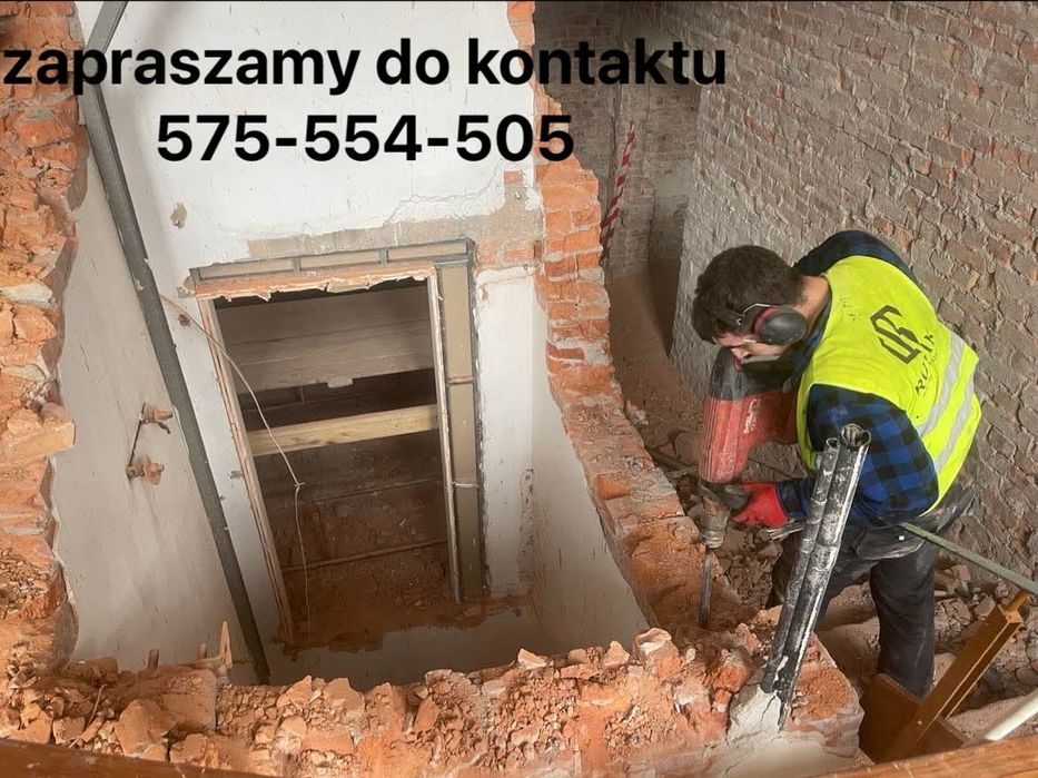 Wyburzenia i rozbiórki ścian skuwanie tynków posadzek kafli betonu gk