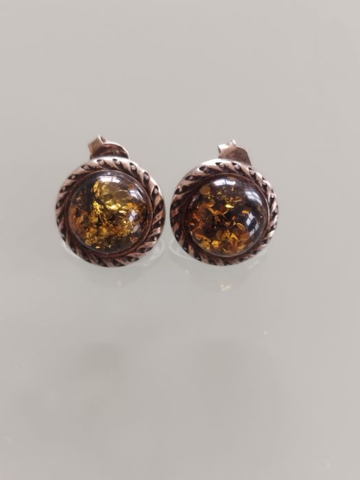 Lindos brincos de prata e âmbar