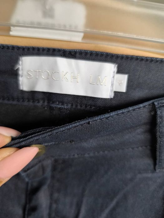 R.42 Stockh LM granatowe woskowane spodnie damskie