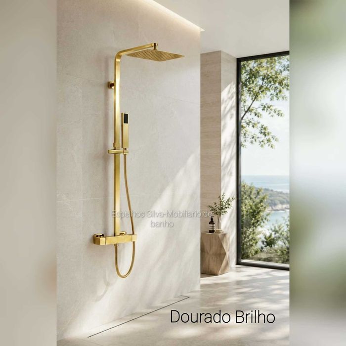 Conjuntos de Duche Redondos OU Quadrados - Chuveiros/Casa de Banho/WC/Pretos/Dourados/Cromados