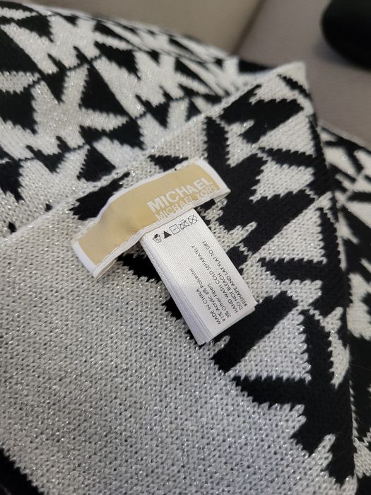 Michael Kors zestaw zimowy czapka szalik monogram czarny biały MK