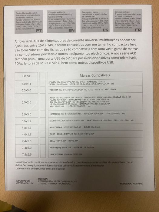 Carregador portatil Universal - Prok K