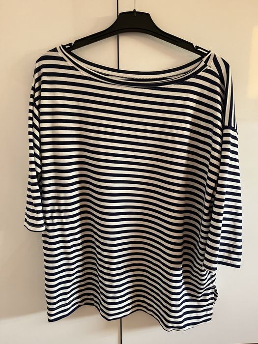 Granatowo biała bluzka w paski rozmiar 46
