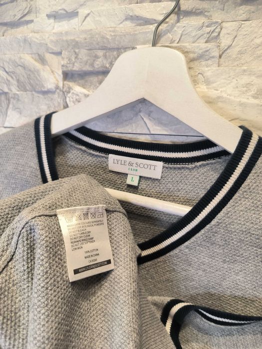Sweter Lyle Scott Bezrękawnik Kamizelka Szara Logo L