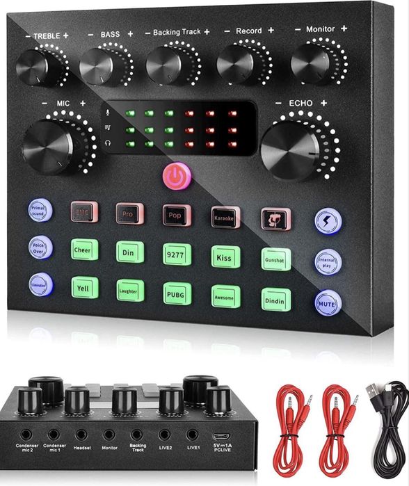 Зовнішня звукова карта V8S Live Sound Card / Аудіомікшер для стріму