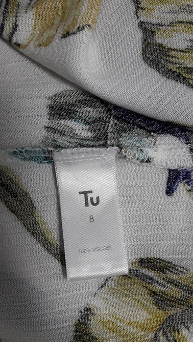 Sukienka hiszpanka biała liście 36 S  długi rękaw