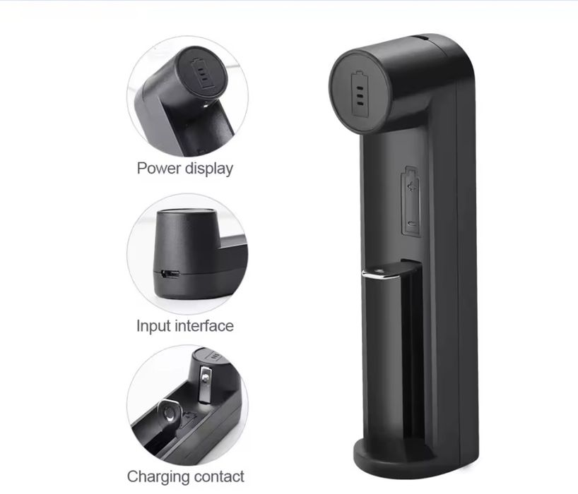 Зарядний пристрій на один слот 18650, 21700, 26650, 14500 та ін