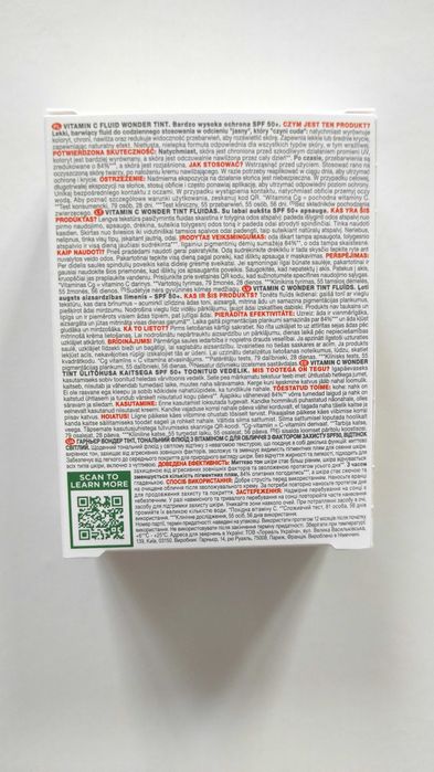 Krem fluid z witaminą C Wonder Tint Garnier Vitamin C SPF50+ Light