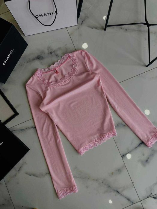 лонгслів з італійським мереживом (натуральна віскоза) лонг лонгслив