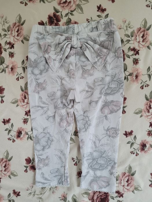 Leginsy newbie r.74 stalowe róże, pastelowe