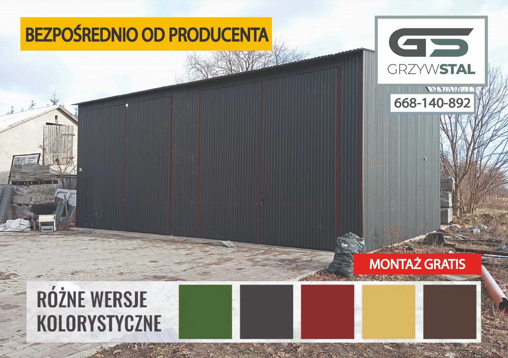 Garaż Blaszany /Wiata Blaszana / Magazyn / Blaszany/ Hala - GRZYWSTAL