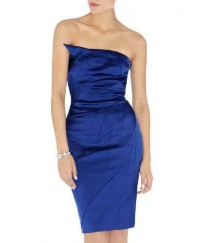 синее атласное платье Karen Millen