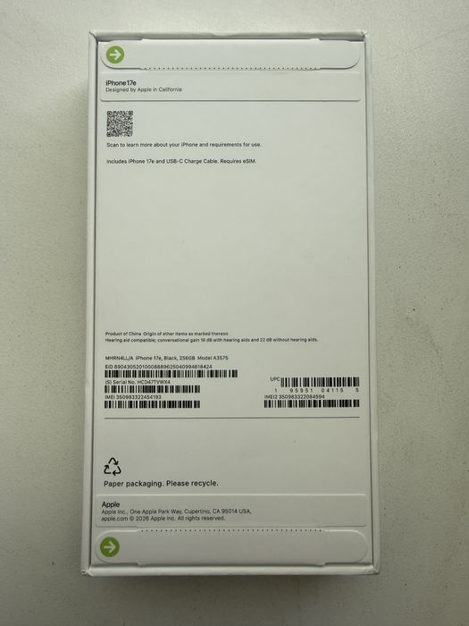 iPhone 17e 256GB eSim Black (MHRN4) LOCK