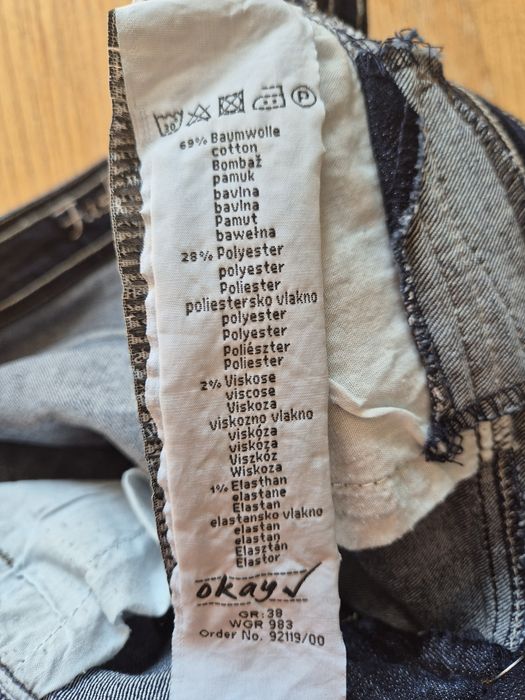 Krótkie spodenki damskie, ciemny jeans,Okay,r.M