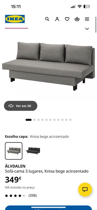 Sofá-cama IKEA cinzento (negociável)