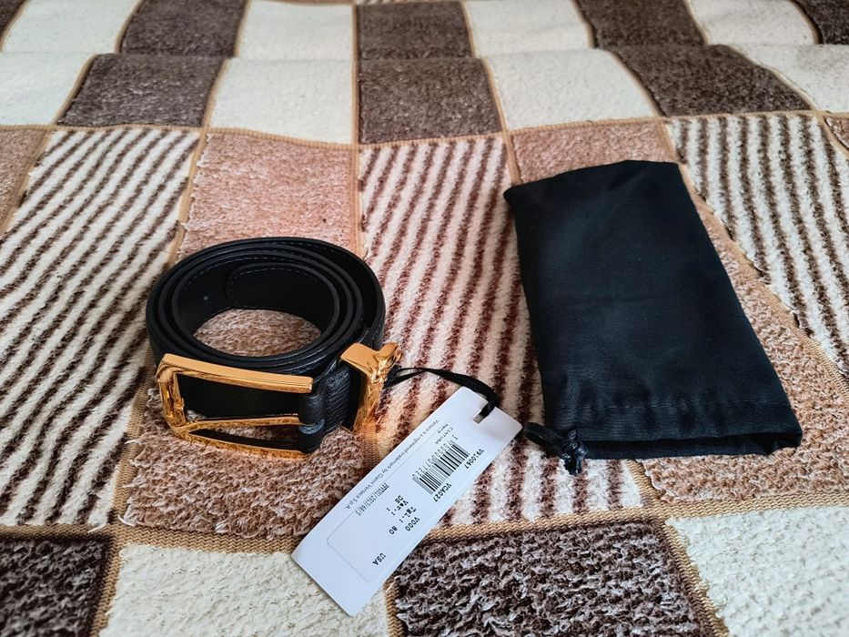 Ремінь Versace Printed Elk Gold Medusa Buckle Belt Blue 80