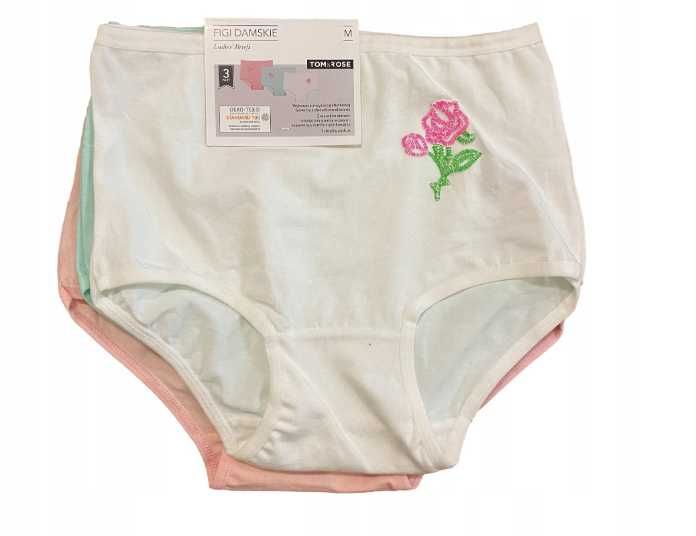 Figi damskie Tom&Rose. majtki bawełna zestaw 3PAK wielokolorowy *L