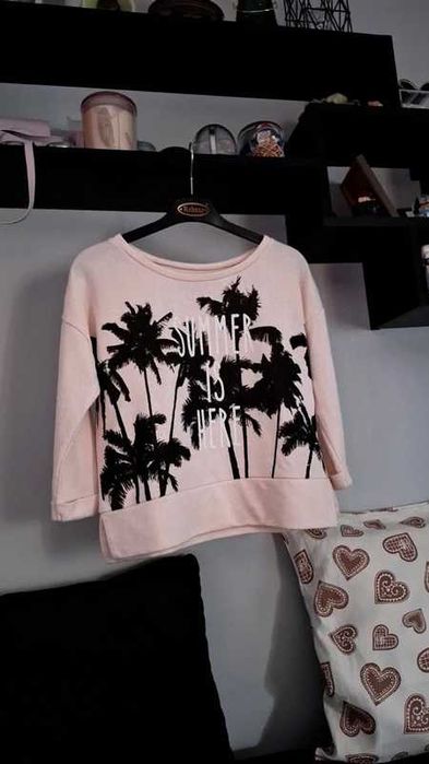 Pudrowa bluza damska | bluzka w palmy Reserved S - Nowość Wiosna 2026