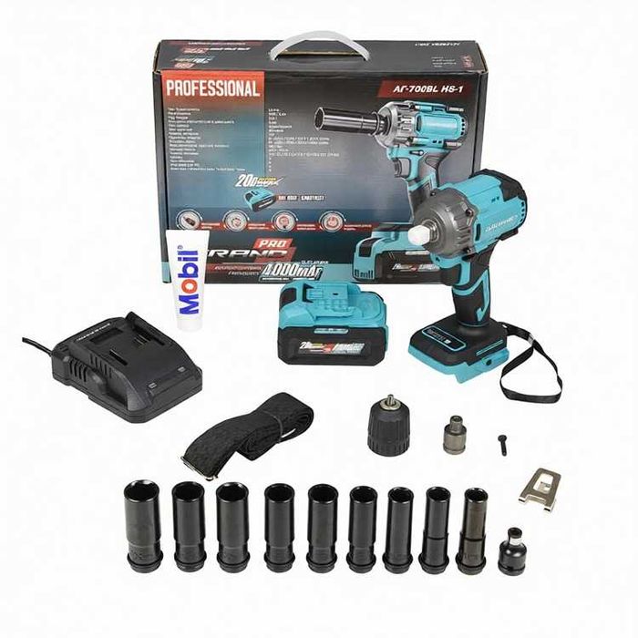 Гайковерт акумуляторний Grand АГ-700BL HS 700Нм 4 режими набір головок