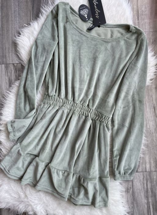 Sukienka khaki welurowa