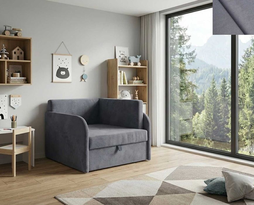 Łóżko dziecięce Franek rozkładane tapczan sofa WELUR poduszka gratis