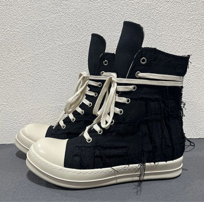 Rick Owens Ramones Distressed,высокие рамоны,рик овенс геобаскет