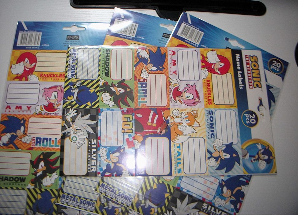 4x 20pcs Sonic the Hedgehog Name Labels