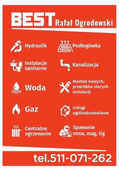 Hydraulik instalacje sanitarne ogólnobudowlane spawanie mma tig mag podłogówka centralne ogrzewanie