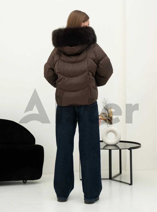 Пуховик жіночий XL з капюшоном, натуральний наповнювач, хутро