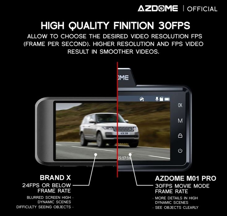 Câmara de gravação automóvel Dashcam Dual FullHD azdome M01 pro NOVO