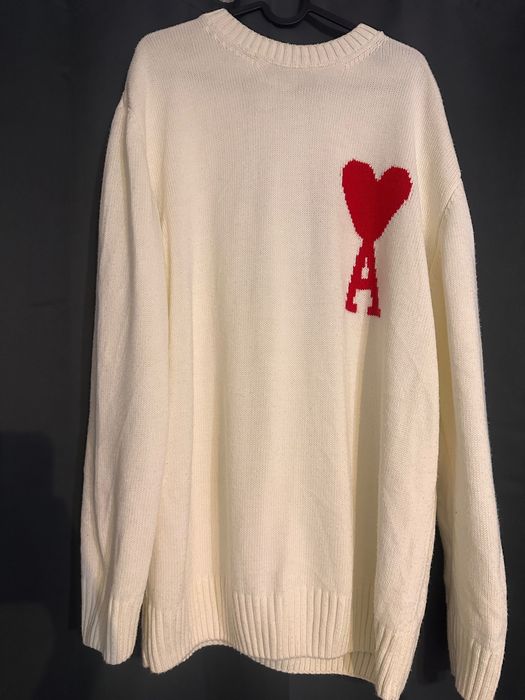 Sweter Ami Paris kremowy z sercem | Kopia / Replika | XXL