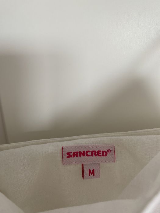 Biała lniana dopasowana sukienka sancred 38