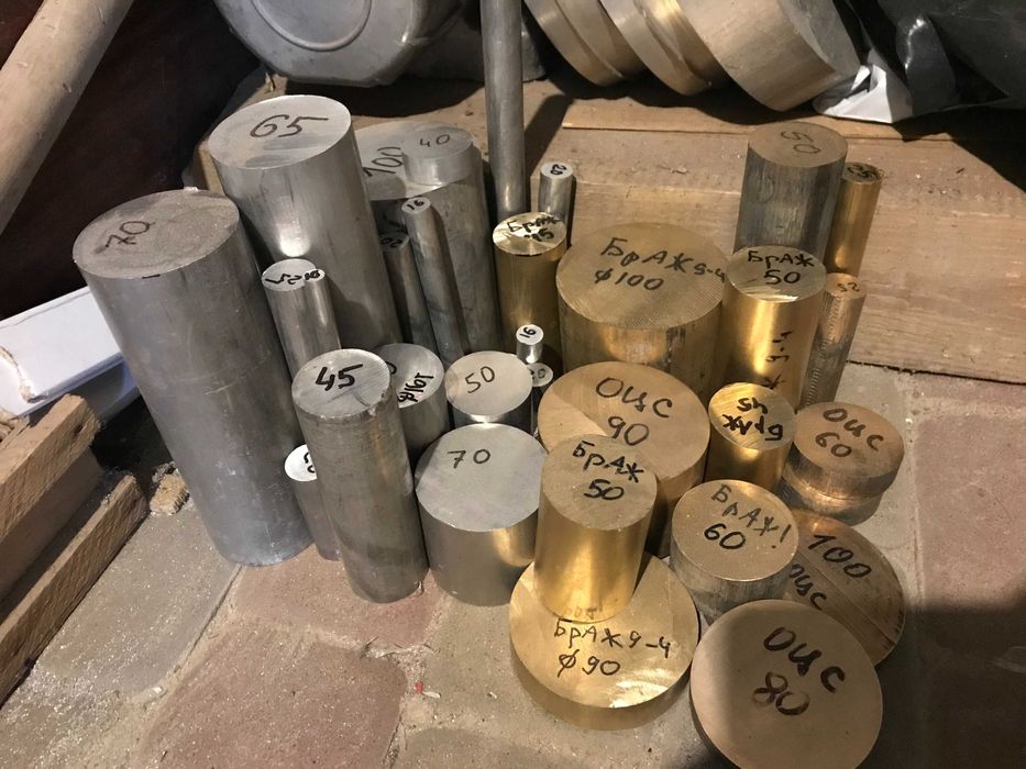 Бронза круг, латунь, мідь, алюміній, прут, болванка порізка