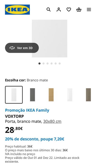 Porta armário Ikea Cozinha frente Voxtorp 30x80