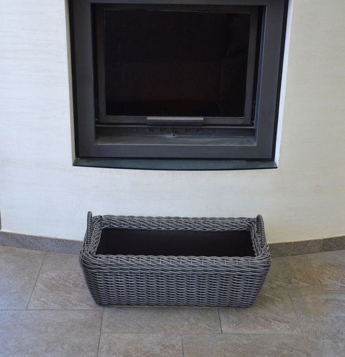 Дровниця (дрівниця) кошик, корзина для дров зі штучного ротангу, Кашпо