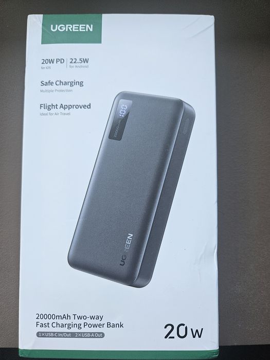 Павербанк UGREEN 20000 мАгод 22.5 Вт PD USB-C, 2X USB-A