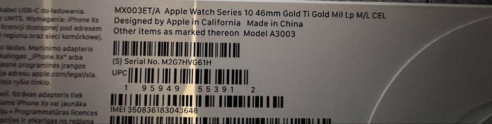 Apple Watch Seria 10 46mm Złoty M/L Koperta z Tytanu !