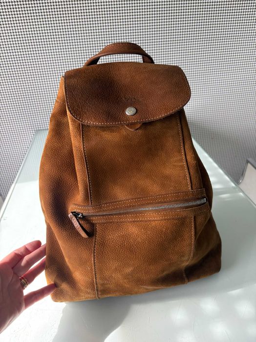 Mochila Longchamp camel autêntica