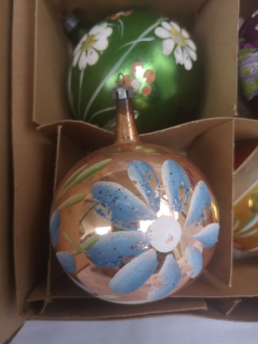 Stare bombki PRL ręcznie malowane