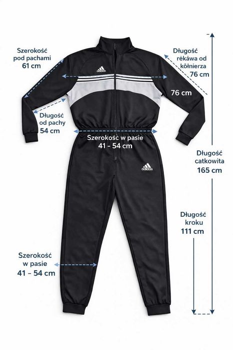 Adidas kombinezon dresowy XL czarny męski sportowy komplet BDB