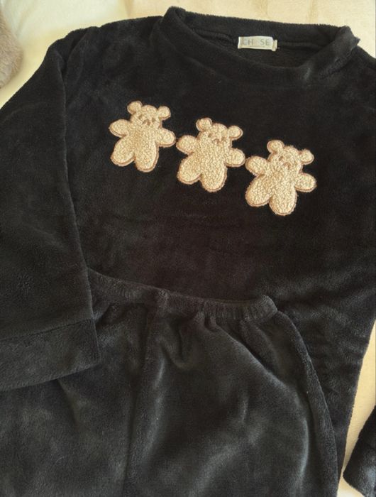 Pijama polar preto xs/s