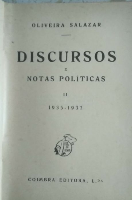 Livros Discursos Notas Políticas de Oliveira Salazar vendo totalidade