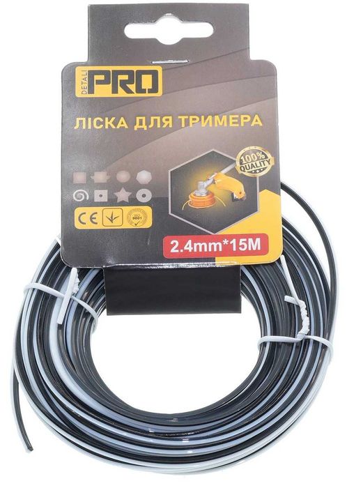 Леска косильная квадрат (двухкомпонентая) d2,4 мм (15 м), les641