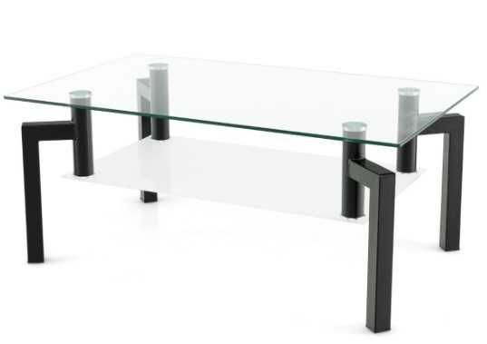 Stolik kawowy z blatem ze szkła hartowanego 43x100x60cm